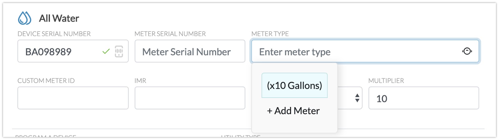 Meter Type Drop Down