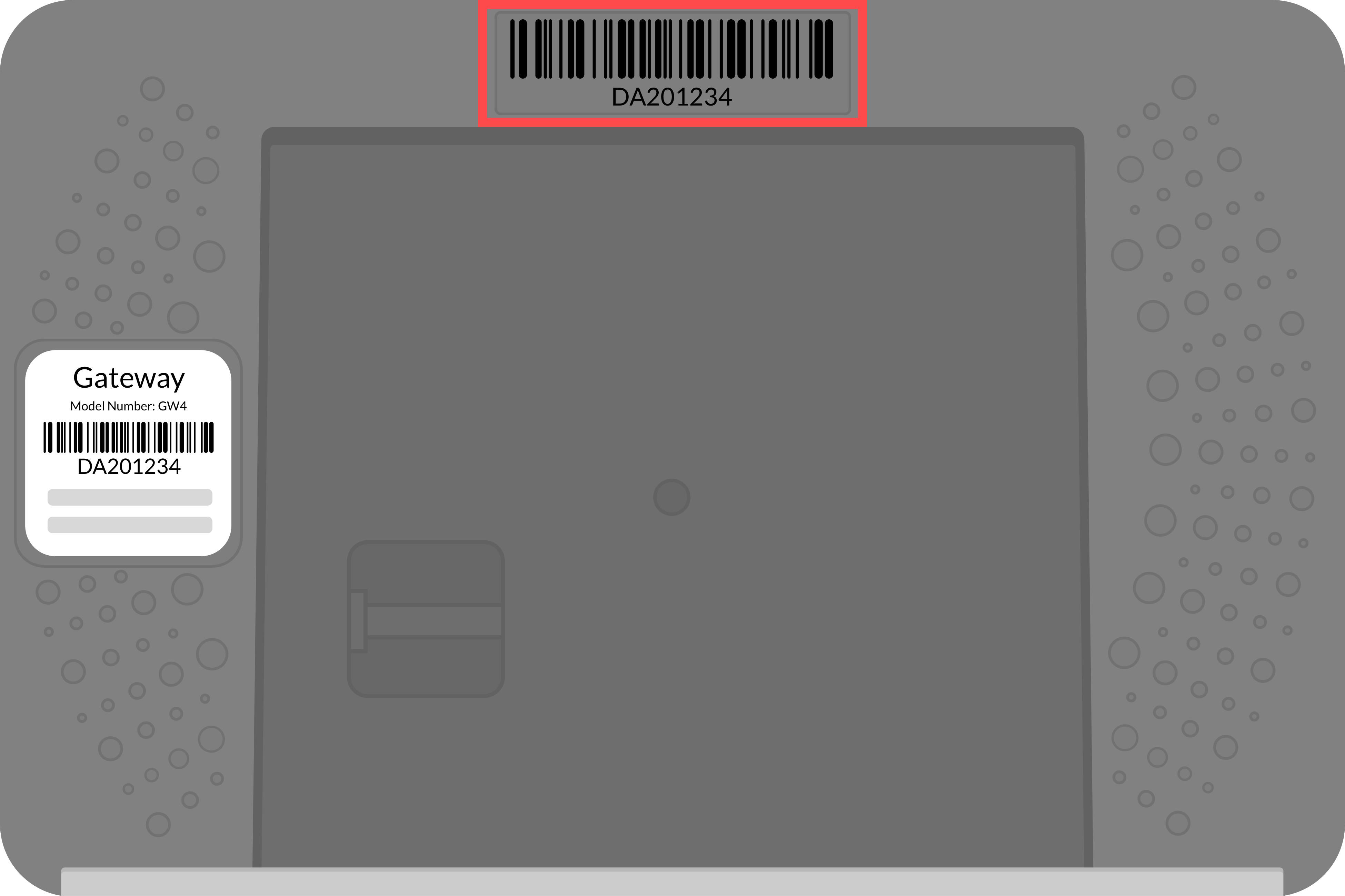 Locate the serial number on the back of the Gateway