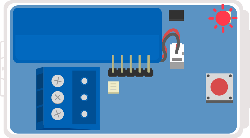 Press and hold the red button until you see a light to enter configuration mode