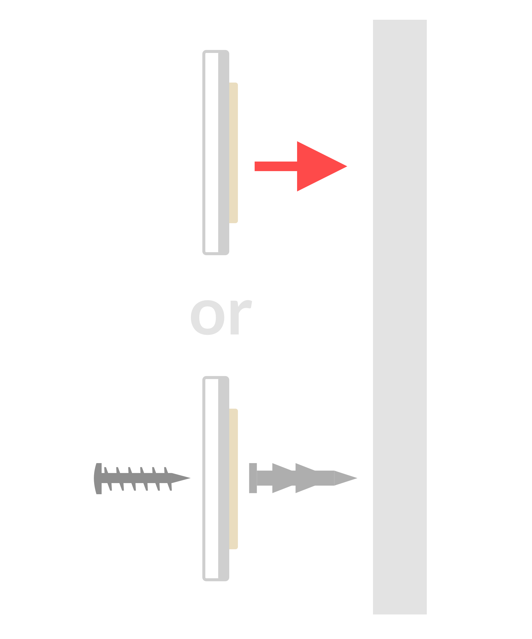 Anchor the mounting plate using the included hardware or tape