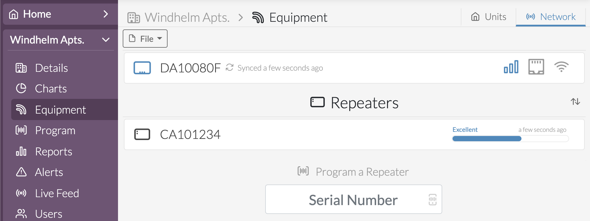 The Repeater's communication status will then update
