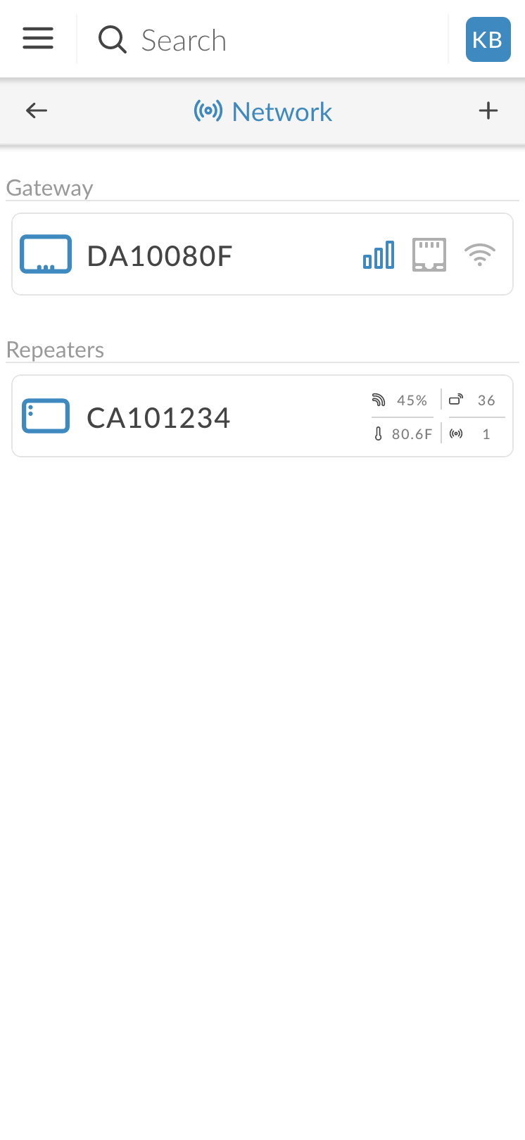 The Repeater's communication status will then update on the mobile app